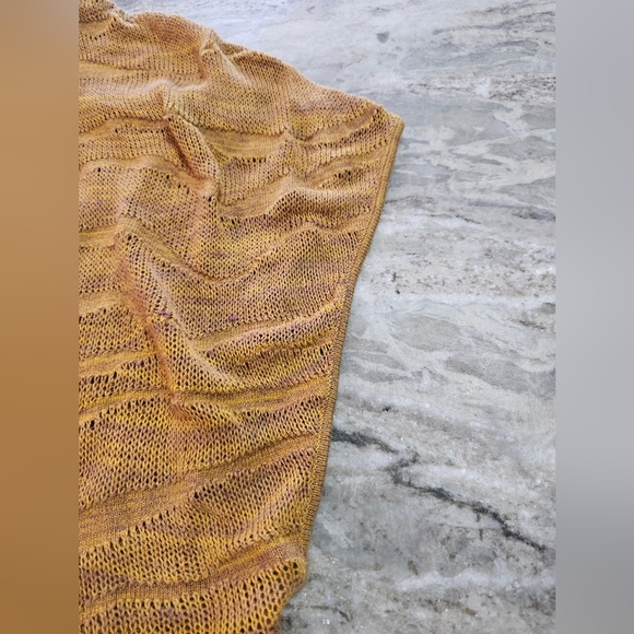 "Anthropologie Moth Open Knit Hooded Cardigan Vest Mustard Purple Small" - Picture 4 of 10